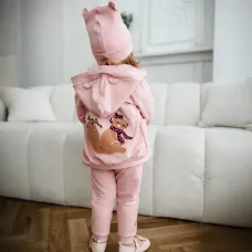 Eevi - Komplet jopa s kapuco + hlače Veverica Roza