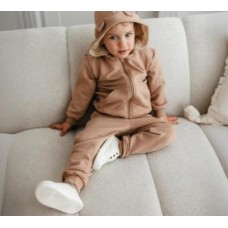 Eevi - Otroška jopa s snemljivo kapuco Medvedek Bež